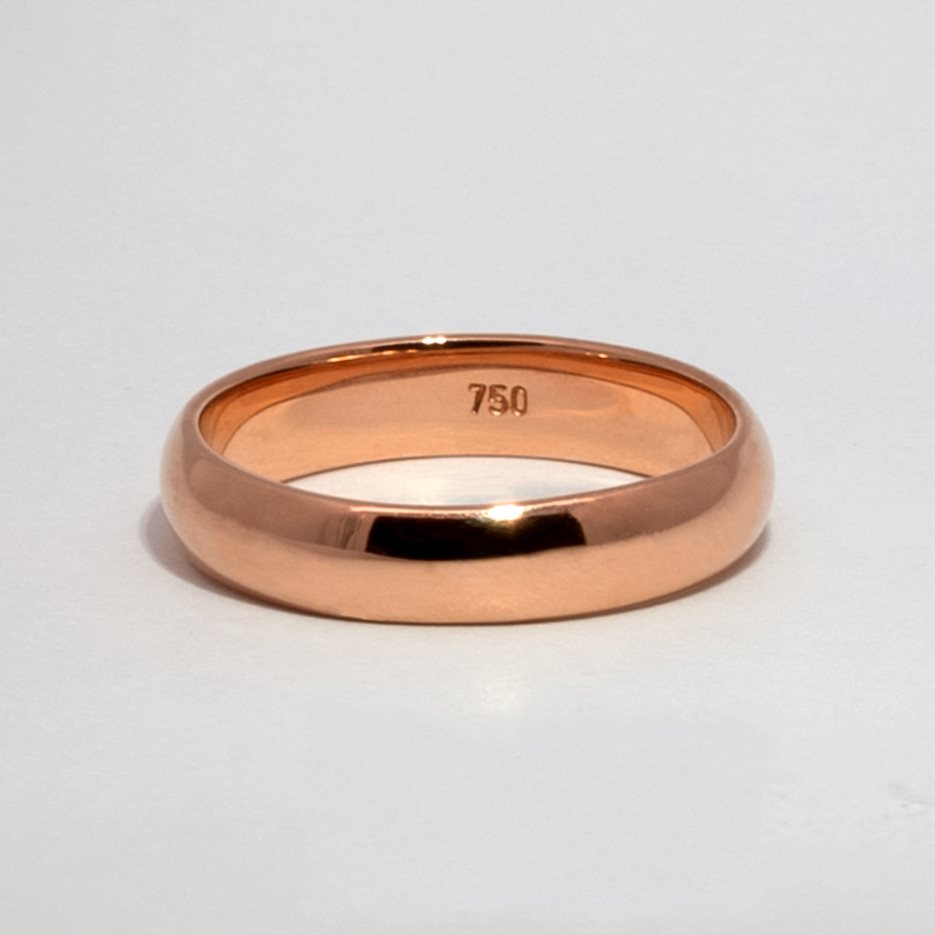 Argolla de Matrimonio en Oro Rosa Media Caña 4 mm
