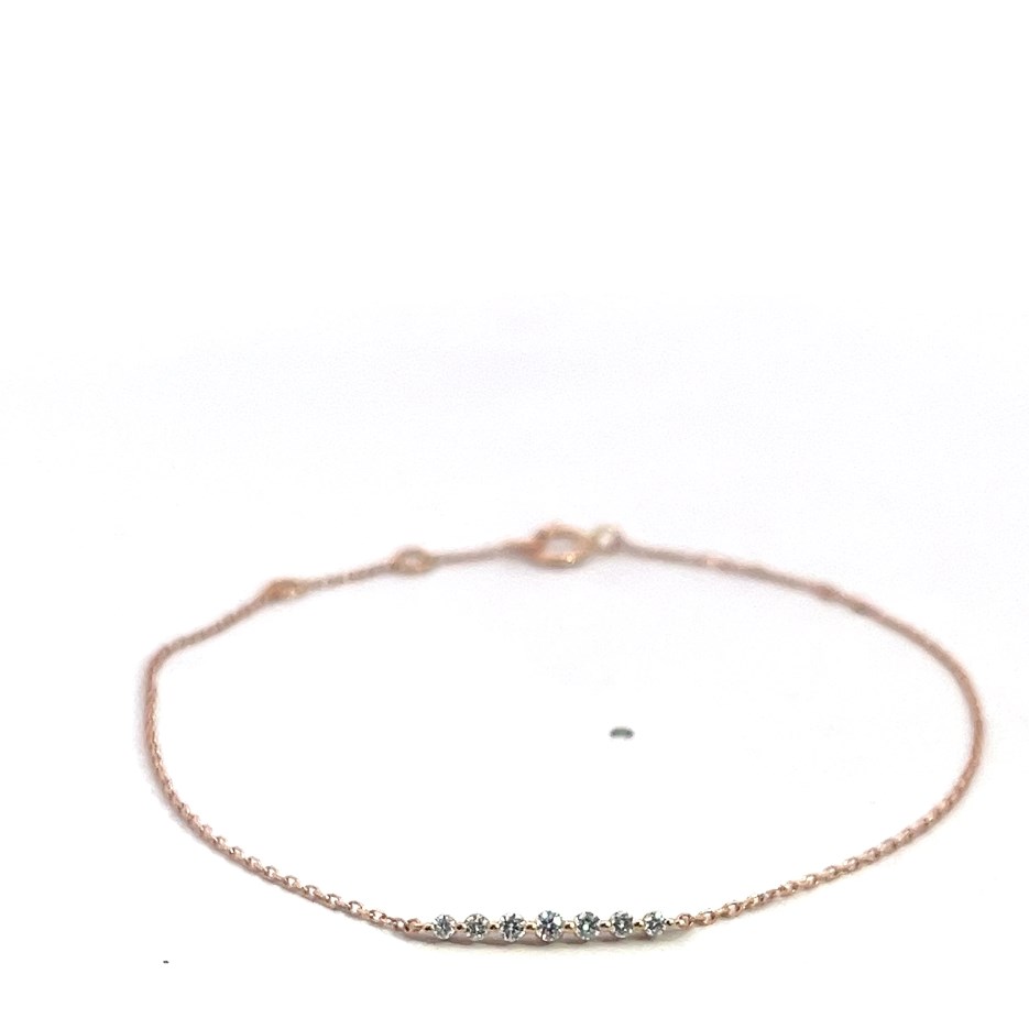 Pulsera Barra de oro rosa con 8 diamantes (0,11 ct)