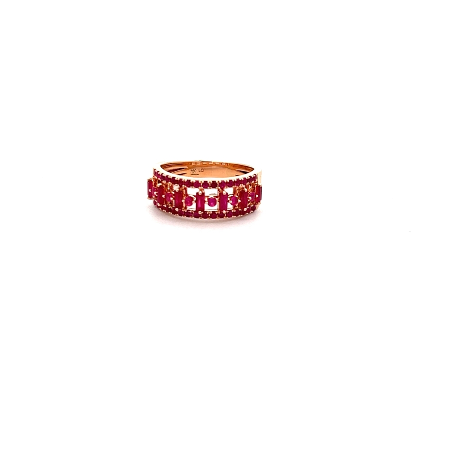 Anillo 45 Rubíes 1.11 ct en Oro Rosa