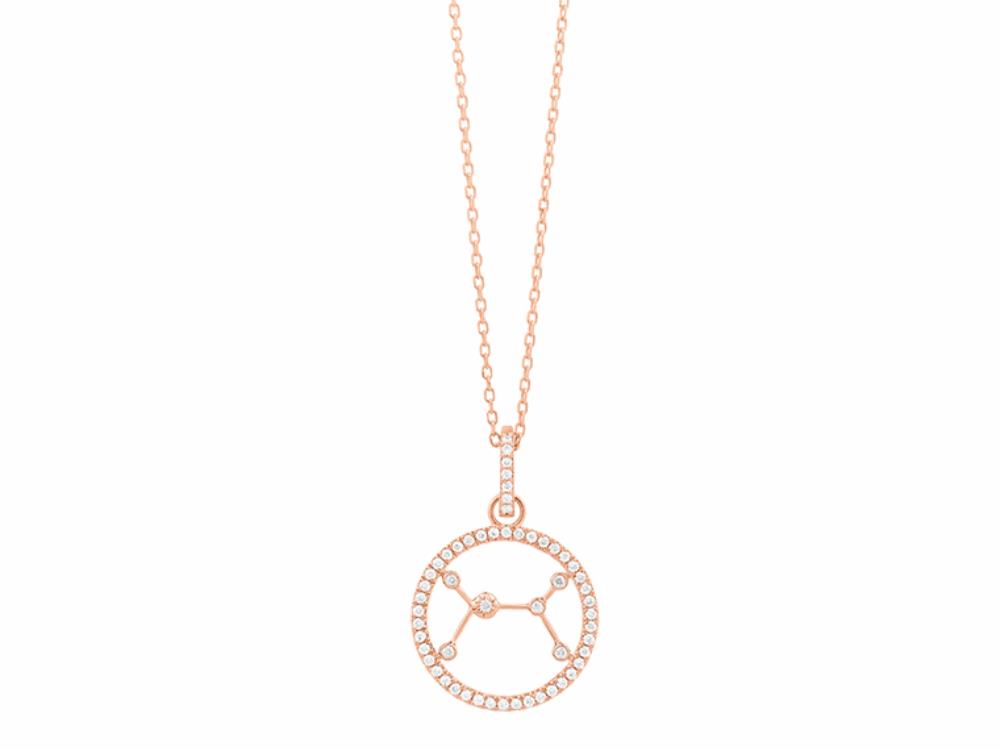 Gargantilla de oro rosa con dije signo Cáncer (círculo), 55 diamantes (0,16 ct)