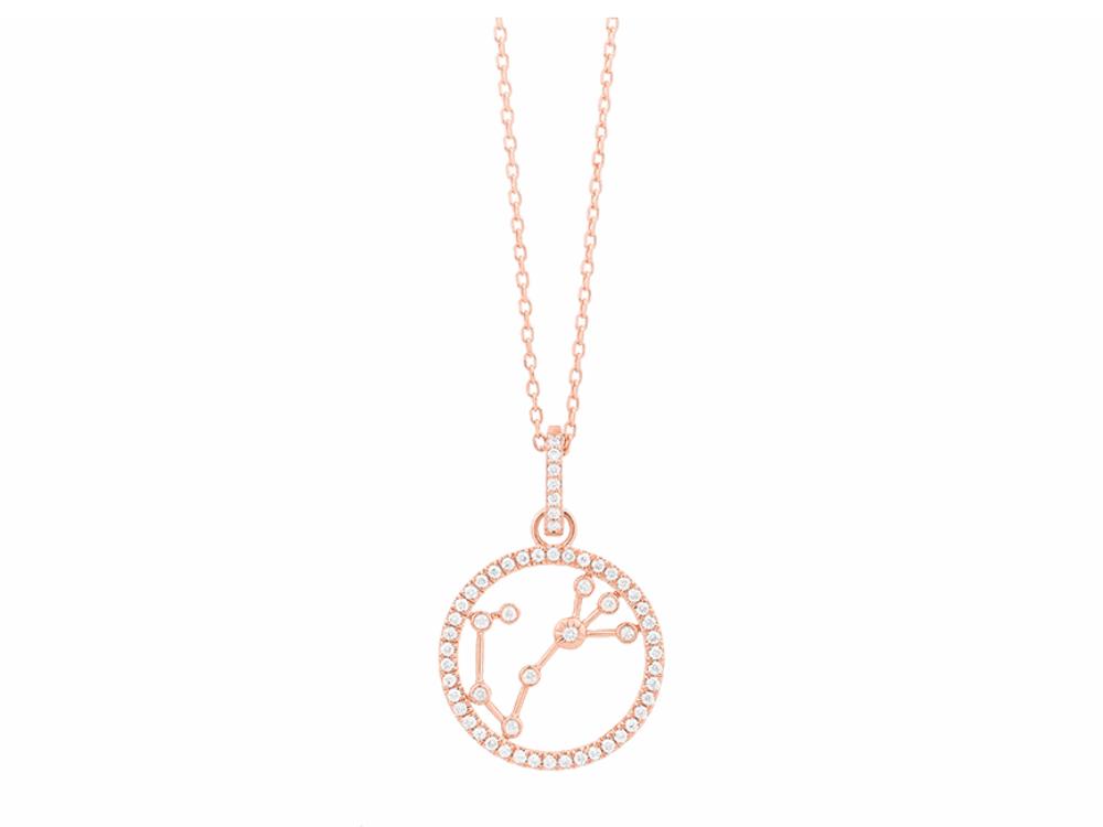 Gargantilla de oro rosa con dije signo Escorpión (círculo), 58 diamantes (0,17 ct)