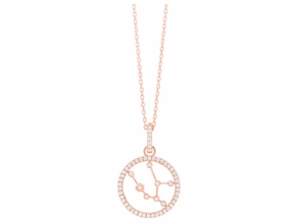 Gargantilla de oro rosa con dije signo Tauro (círculo), 57 diamantes (0,17 ct)