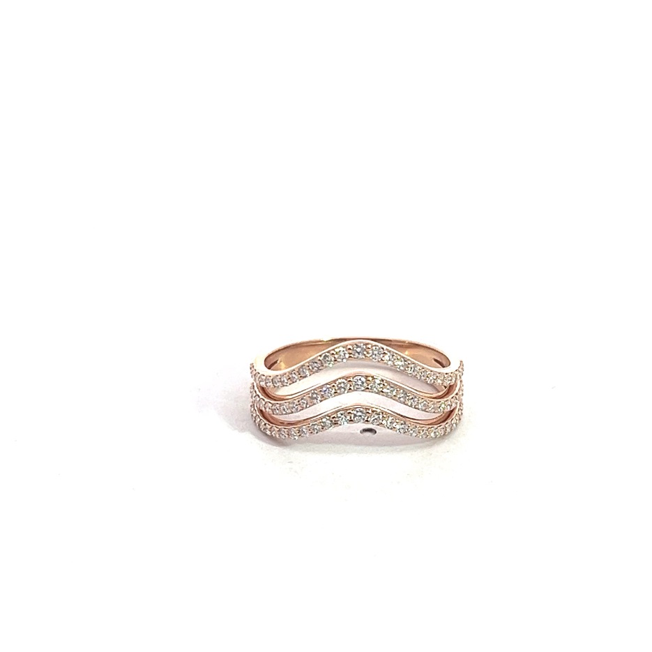 Argolla de oro rosa con 75 diamantes (0,53 ct) – triple medio aro