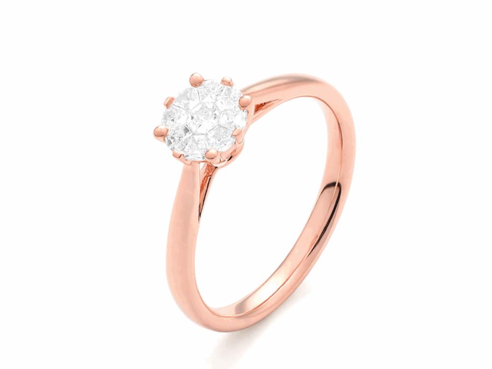 Anillo D-Light de oro rosa con 9 diamantes (0,35 ct) – engaste de uñas