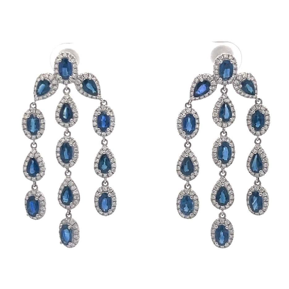 Pendientes Royal 26 Zafiros 2.68 ct y Diamantes 0.19 ct en Oro Blanco
