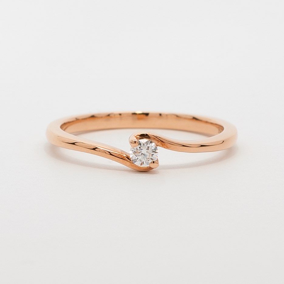 Anillo de Compromiso Accent Solitario Diamante 0.10 ct en Oro Rosa